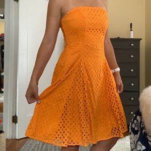 Anthropologie | Mauve Strapless Orange Dress